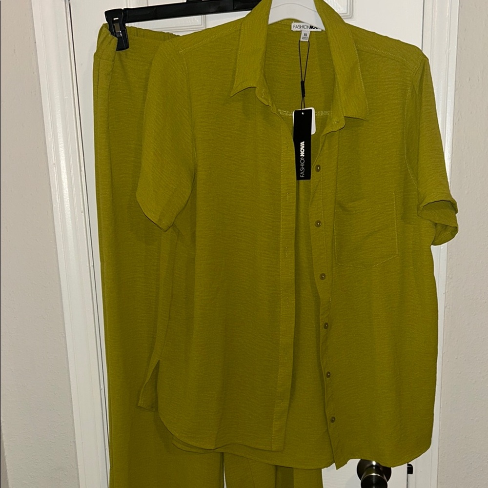 Yellow Two-Piece Shirt and Pants Set